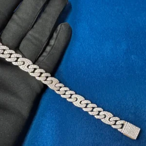 10 MM Iced Out Round Moissanite Miami Cuban Link Bracelets for Men