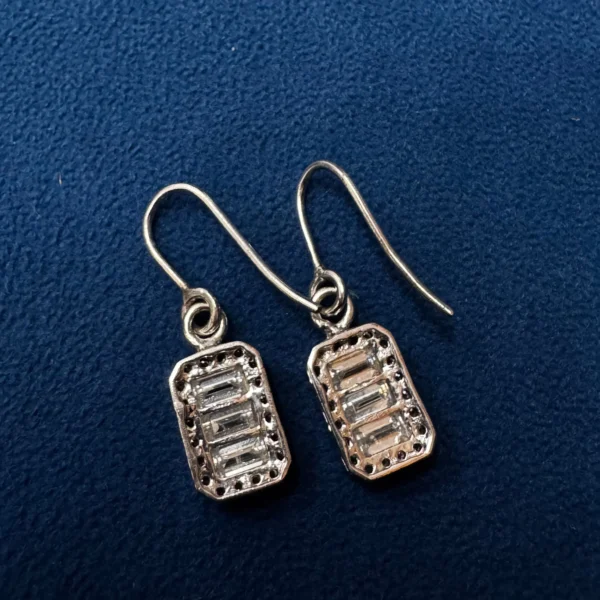 Cluster Lab Grown Wedding Earrings ,Long Drop Diamond Statement Earrings - Image 6