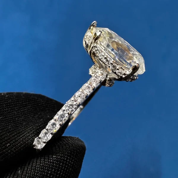 Pear Cut VVS Color Hidden Halo Lab Grown Diamond Engagement Ring - Image 4